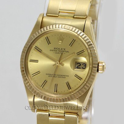 Rolex Vintage Date Ref 15037 14K Yellow Gold Champagne Dial